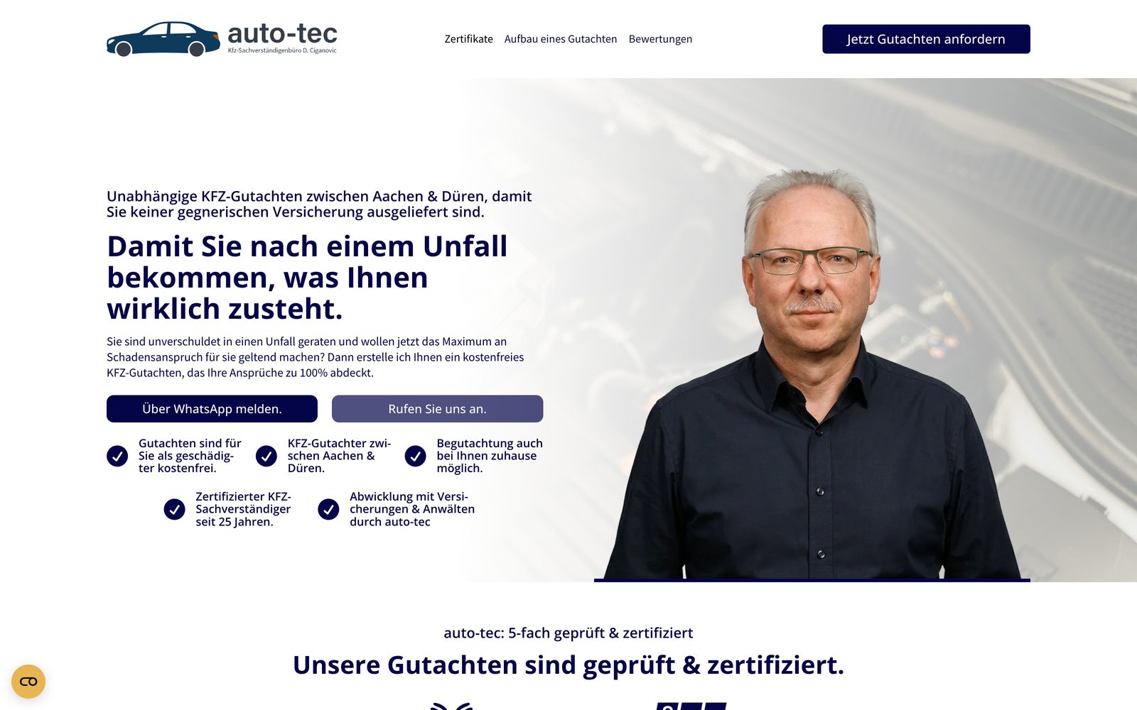 Startseite von auto-tec Aachen mit Drazenko Ciganovic