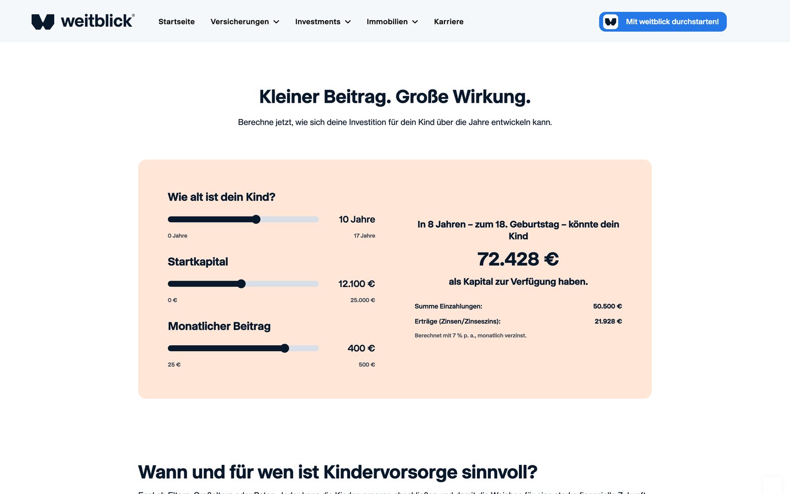 Themenseite Kindervorsorge von weitblick